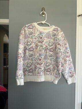 Taylor Swift Printed White Girls Pullover Sweater